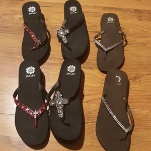 Lot of 3 Yellow Box Flip Flops